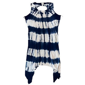Sundays Sleeveless Mock‎ Neck Tie-Dye Pattern High-Low Dress Size Plus XXL